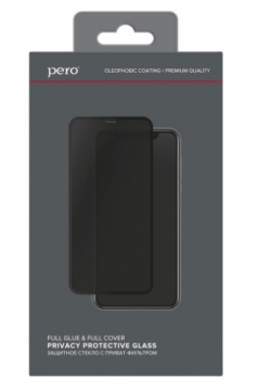 Защитное стекло PERO для Apple iPhone 15 (полноклеевое, чёрная рамка, ограниченный угол обзора)